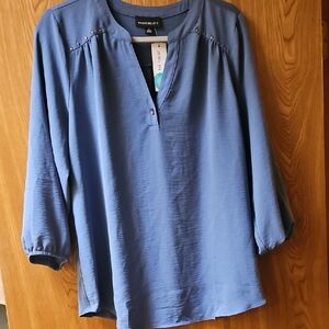 Peter Nygard Elegant Blue Blouse with Studs